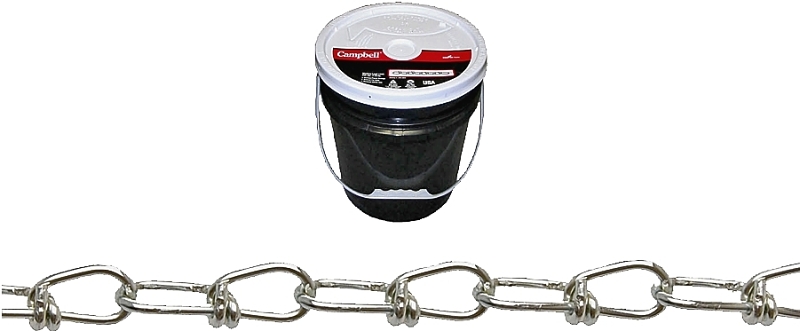 Campbell 075-2023N Double Loop Chain, #2/0, 350 ft L, 255 lb Working Load, Carbon Steel, Zinc-Plated