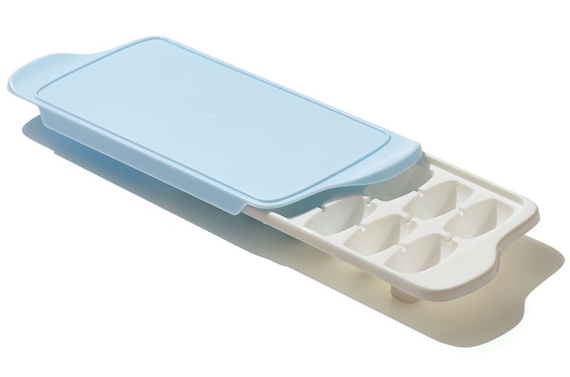 Good Grips 11284400 Ice Cube Tray, 14-Compartment, Plastic, Blue/White, 12.2 in L, 5.6 in W, 1-3/4 in Thick