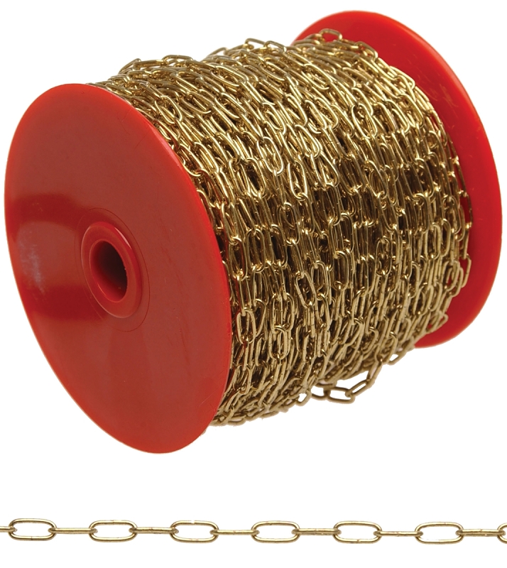 Campbell 0710517 Clock Chain, #5, 82 ft L, 10 lb Working Load, Brass