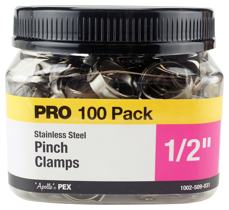 Apollo PXPC12100JR Pinch Clamp, Stainless Steel, 1/2 in Pipe/Conduit