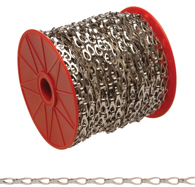 Campbell 0710227 Sash Chain, #2, 164 ft L, 29 lb Working Load, Steel, Chrome