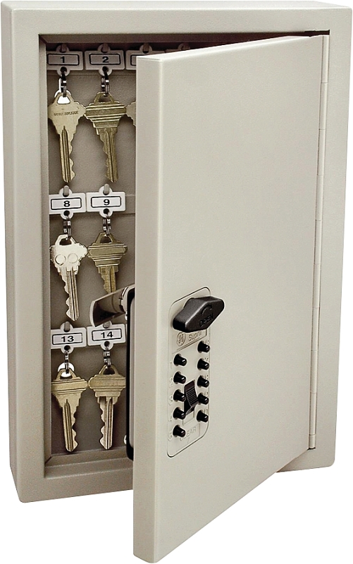 Kidde AccessPoint 001795 Key Cabinet, 30 Key, Pushbutton Lock, Steel, Clay, 8.11 in W, 12.04 in H, 3.19 in D