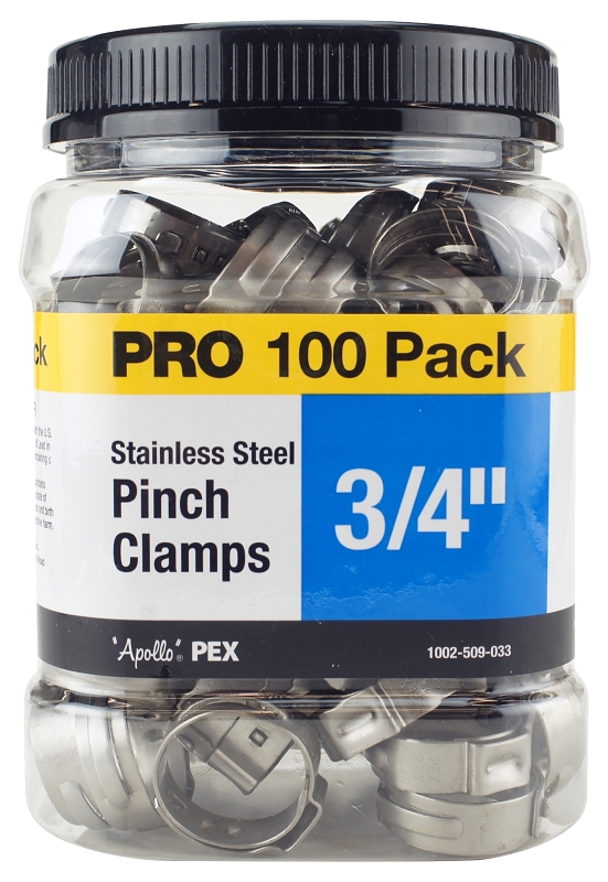 Apollo PXPC34100JR Pinch Clamp, Stainless Steel, 3/4 in Pipe/Conduit