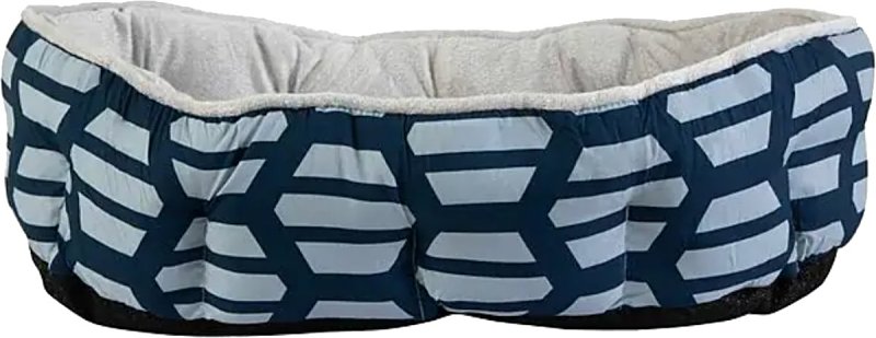 Petmate 81156 Pet Bed, 19 in L, 14 in W, Oval, Hex Print Pattern, Polyester Fill, Plush Cover, Gray, Pack of 22
