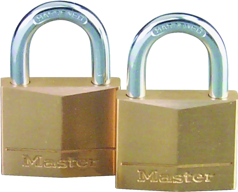 Master Lock 140T Padlock, Keyed Alike Key, 1/4 in Dia Shackle, 7/8 in H Shackle, Steel Shackle, Brass Body