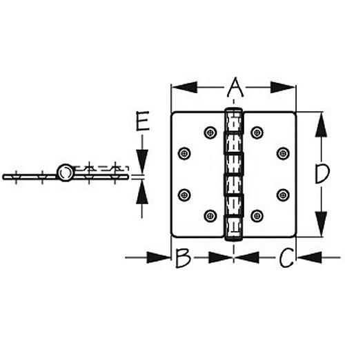 SeaDog Butt Hinge with Bearings - Commercial Pattern - Investment Cast 316 Stainless - 1/4â³ Fastener