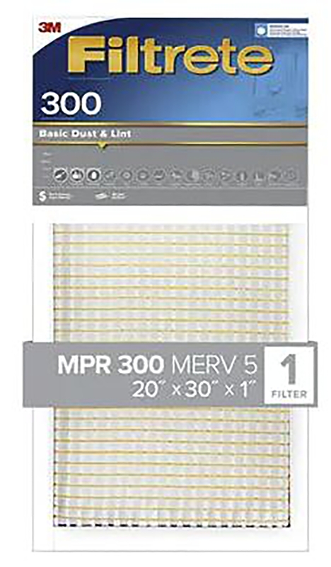 Filtrete 322-4 Air Filter, 30 in L, 20 in W, 5 MERV, 300 um MPR, Cardboard Frame, Pack of 4