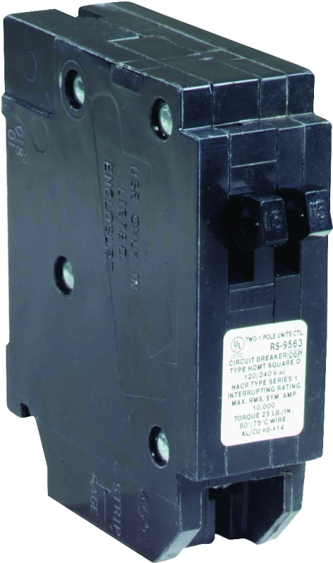 Square D Homeline HOMT2020CP Miniature Circuit Breaker, Tandem, 20 A, 1-Pole, 120/240 V, Fixed Trip, Plug Mounting
