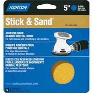 Norton 07660748908 Sanding Disc, 5 in Dia, P40 Grit, Extra Coarse, Aluminum Oxide Abrasive, No-Hole