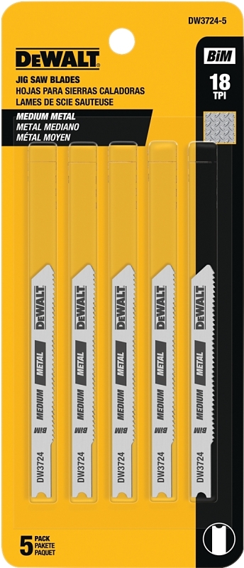DEWALT DW3724-5 Jig Saw Blade, 0.3 in W, 3 in L, 18 TPI, Cobalt Bi-Metal Cutting Edge