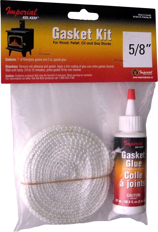 Imperial KK0142 Gasket Tape Kit, 7 ft L, 5/8 in W, Fiberglass, 59 mL Bag