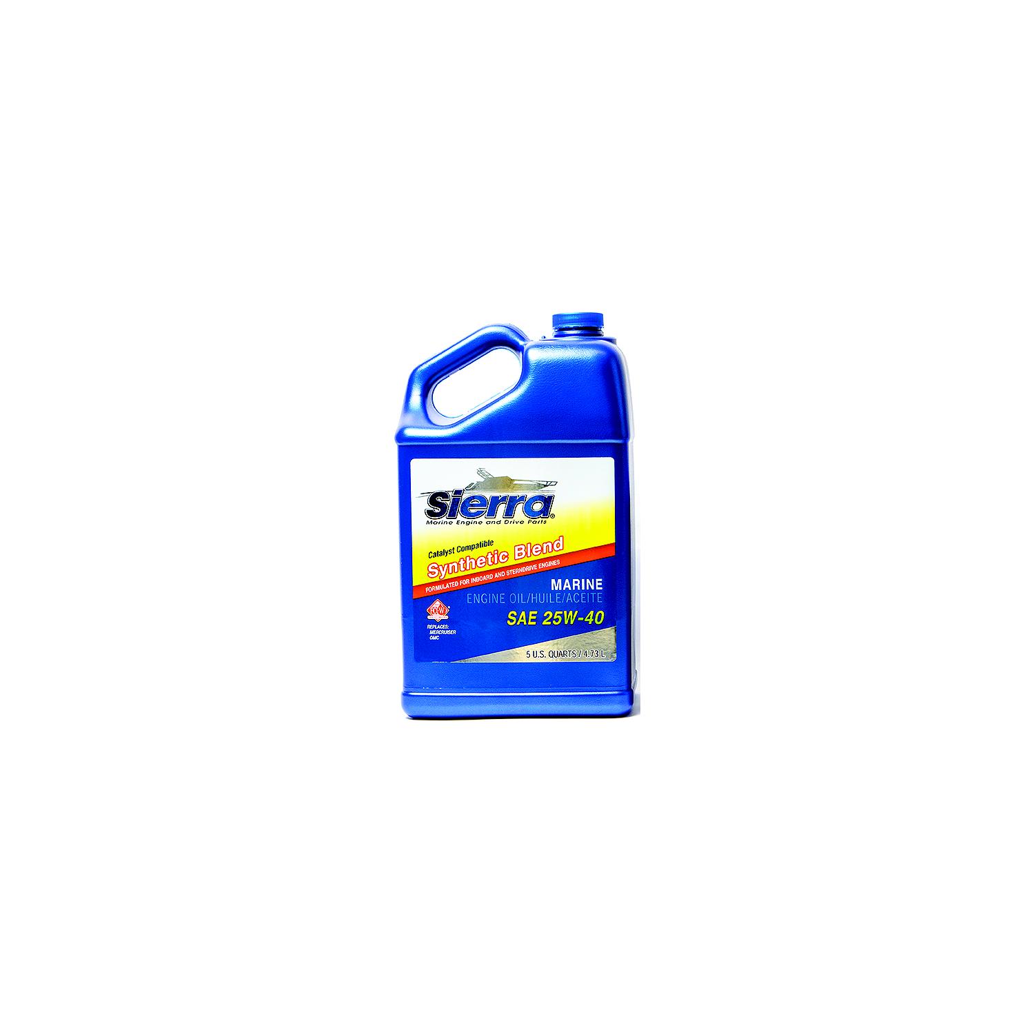 Sierra 9440CAT4 Synthetic Blend 4-Cycle Inboard-Sterndrive Engine Oil, 25W40 FCW, 5 Qt., Pack of 4