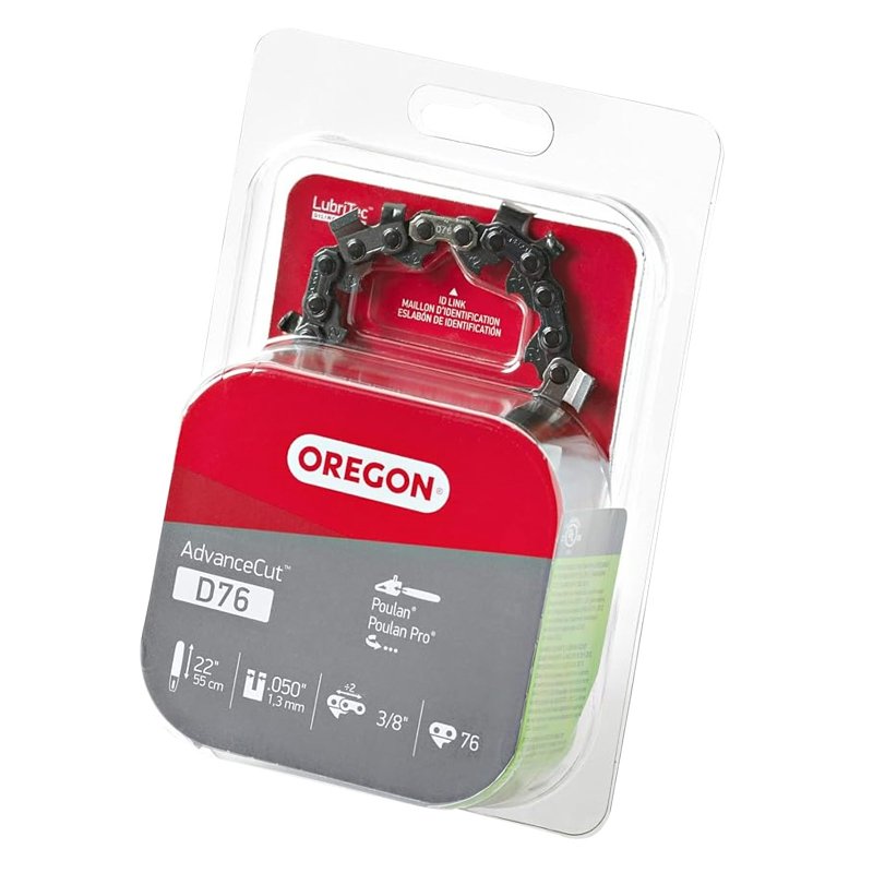 Oregon AdvanceCut Series D76 Chainsaw Chain, 72TXL Chain, 22 in L Bar, 0.05 in Gauge, 3/8 in TPI/Pitch, 76-Link