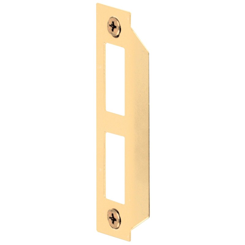 Defender Security E 2435 Strike Plate, 3-21/32 in L, 15/16 in W, Steel, Brass