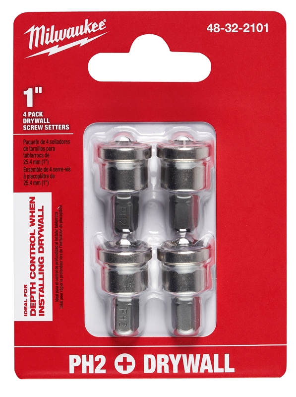 Milwaukee 48-32-2101 Drywall Screw Setter, #2 Drive, Phillips Drive, 1/4 in Shank, Hex Shank, 0.3 in L, Steel