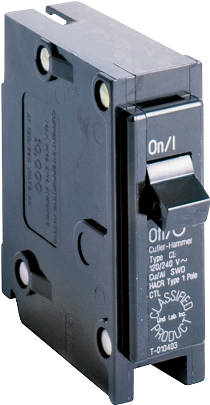 Cutler-Hammer CL120 Circuit Breaker, Type CL, 20 A, 1-Pole, 120/240 V, Plug