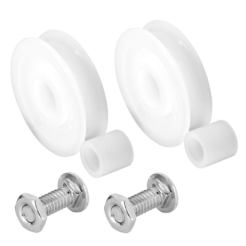 Prime-Line B 555 Door Roller, 1-1/4 in Dia Roller, 5/16 in W Roller, Nylon, White, 2-Roller, Bottom Mounting