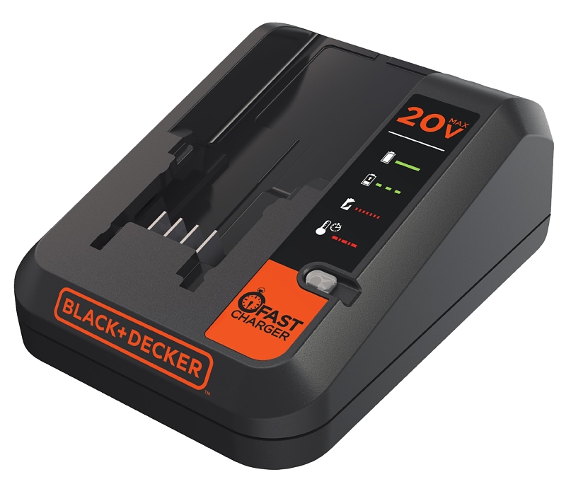 Black+Decker 12-20V MAX BDCAC202B Lithium Fast Charger, 20 V, 1.5 Ah, 2 A Charge, <=45 min Charge, 1-Battery