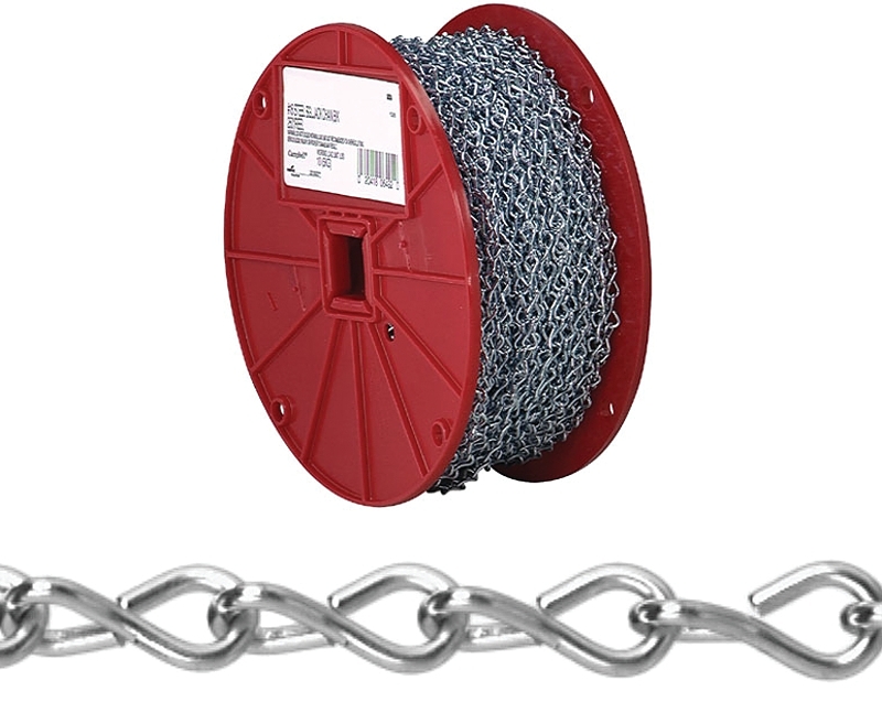 Campbell AW080-1227N Jack Chain, #12, 200 ft L, Steel, Zinc-Plated, 29 lb Working Load