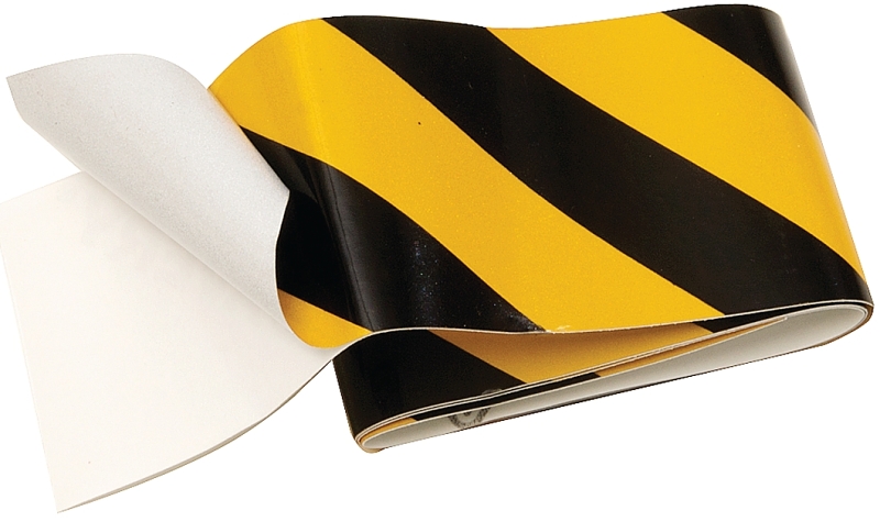 Hy-Ko TAPE-1 Reflective Safety Tape, 24 in L, 2 in W, Vinyl Backing, Black/Yellow, Pack of 5