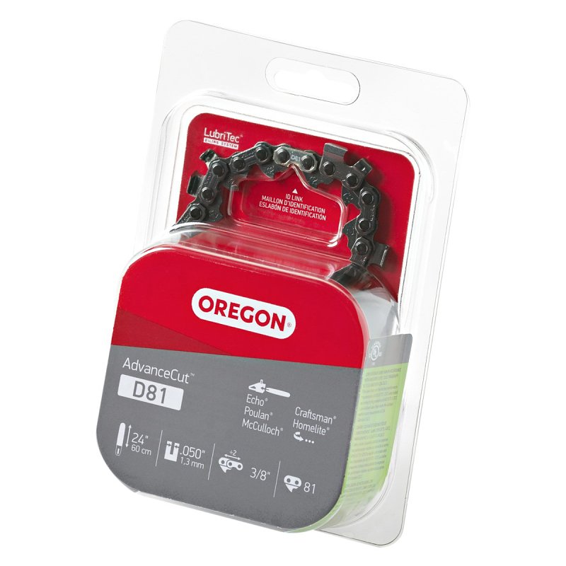 Oregon AdvanceCut Series D81 Chainsaw Chain, 72TXL Chain, 24 in L Bar, 0.05 in Gauge, 3/8 in TPI/Pitch, 81-Link