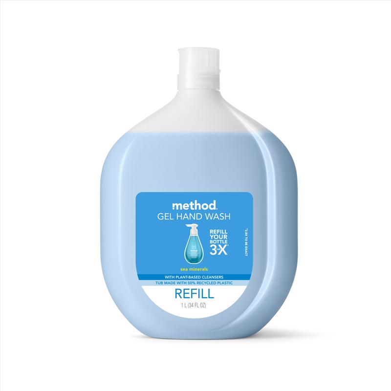 Method Sea Minerals Scent Gel Hand Wash Refill 34 oz, Pack of 4