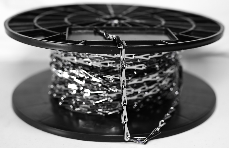 Baron 7220 Sash Chain, #2, 164 ft L, 29 lb Working Load, Steel, Chrome-Plated