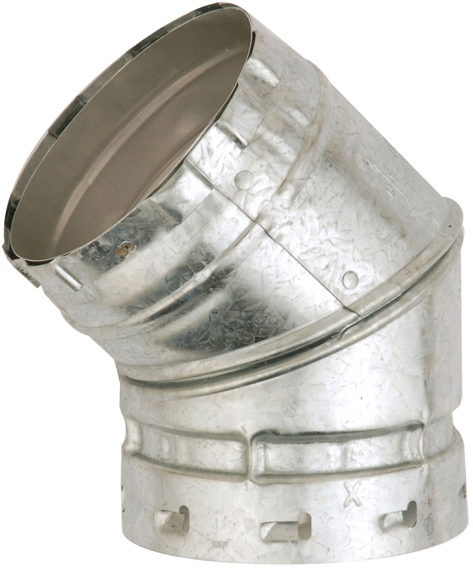 AmeriVent 5E45 Elbow, 5 in Connection, 0.018 in Gauge, Aluminum/Steel, Galvanized