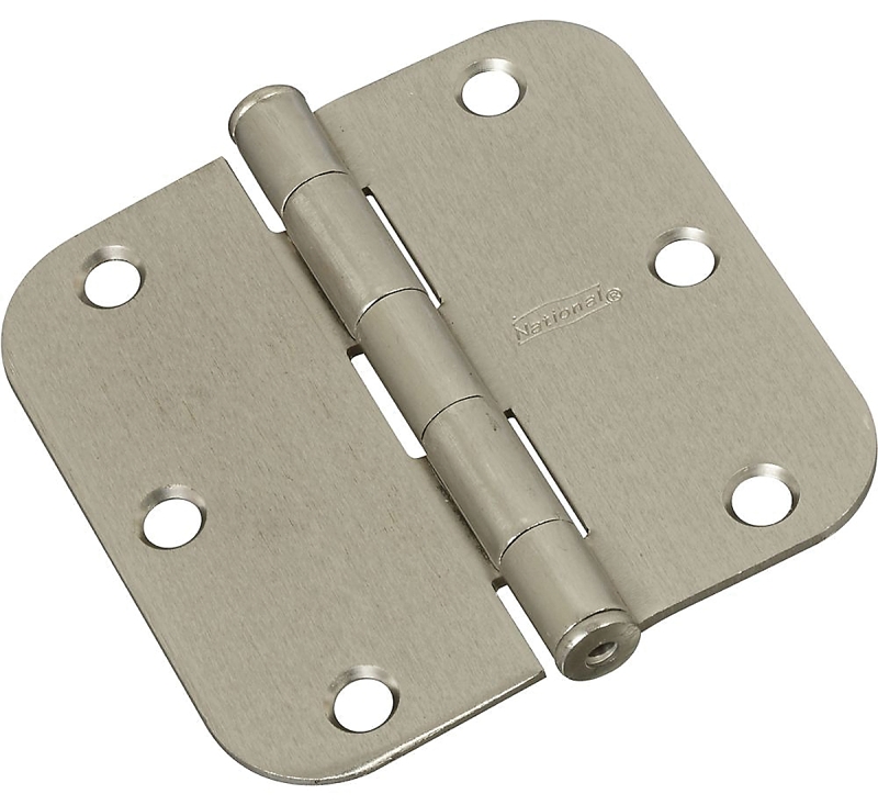 National Hardware N612-061 Door Hinge, Steel, Satin Nickel, Non-Rising, Removable Pin, Full-Mortise Mounting, 50 lb