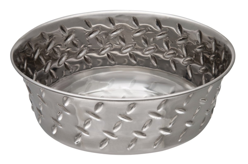 Loving Pets 7257 Pet Feeding Dish, XL, 3 qt Volume, Rubber/Stainless Steel, Silver