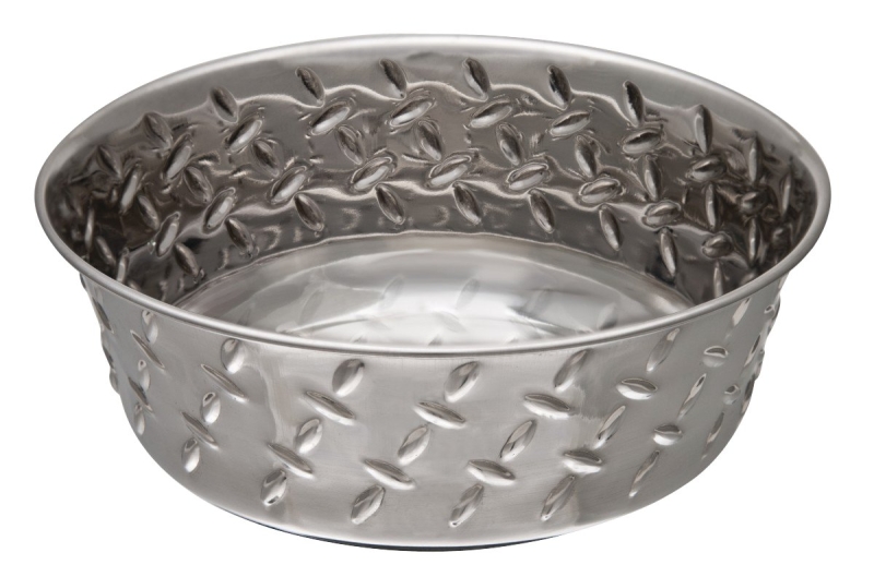 Loving Pets 7254 Pet Feeding Dish, S, 1 pt Volume, Rubber/Stainless Steel, Silver