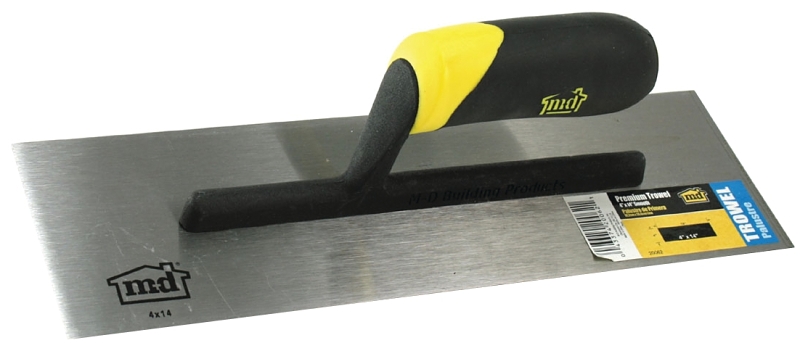 M-D 20062 Finishing Trowel, 14 in L Blade, 4 in W Blade, Steel Blade, Prying Molding, Pulling Nail, Scraping End