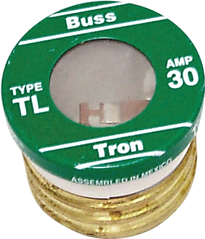 Bussmann TL Series BP/TL-30 Plug Fuse, 30 A, 125 V, 10 kA Interrupt, Plastic Body, TL, Time Delay Fuse