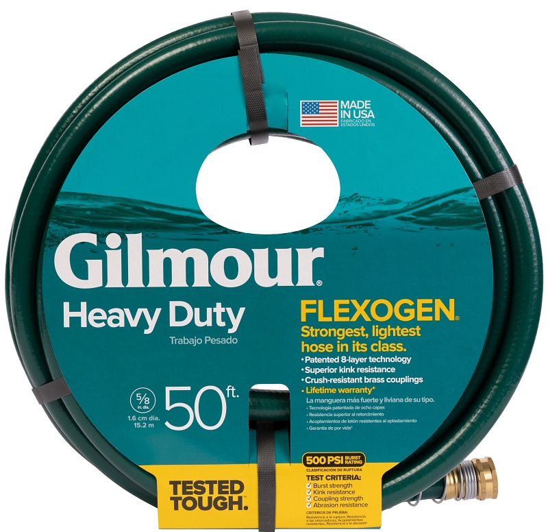 Gilmour 864501-1001 Garden Hose, 5/8 in, 50 ft L, Vinyl, Green