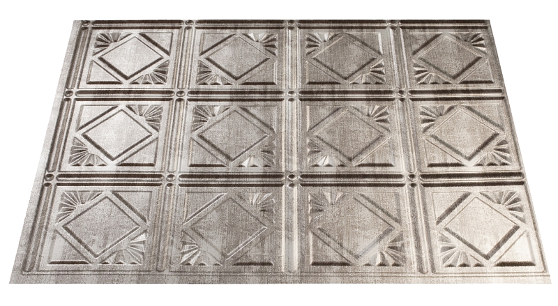 Fasade D6121 Backsplash Panel, 24 in L, 18 in W, 0.028 to 0.03 in Thick, Thermoplastic, Silver, Pack of 5