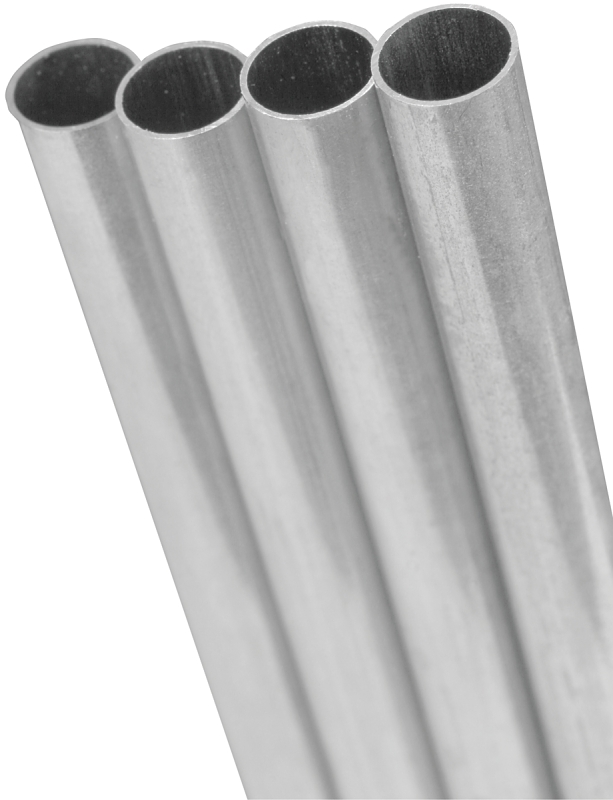 K & S 8105 Decorative Metal Tube, Round, 12 in L, 7/32 in Dia, 0.014 in Wall, Aluminum, 1/PK