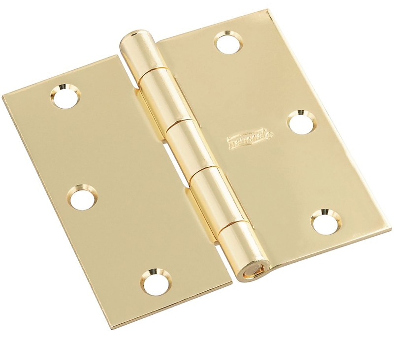 National Hardware N830-320 Square Corner Door Hinge, Steel, Brass, Full-Mortise Mounting, 55 lb