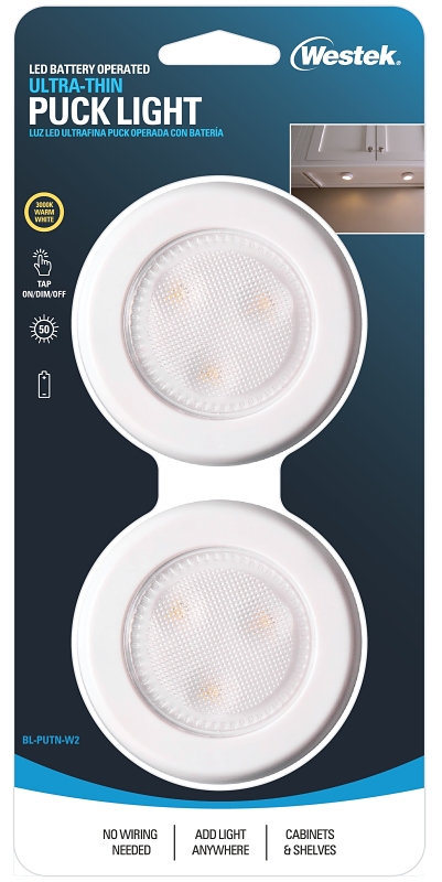 Westek BL PUTN W2 Compact Ultra Thin Puck Light AAA Battery 1 Lamp LED Lamp 50 Lumens White 2 CD