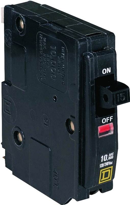 Square D QO150CP Miniature Circuit Breaker, 50 A, 1-Pole, 120/240 VAC, 48 VDC, Fixed Trip, Plug Mounting