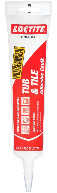 Loctite 2138418 Tub and Tile Adhesive Caulk, Almond, 1 to 14 days Curing, 20 to 170 deg F, 5.5 oz Tube