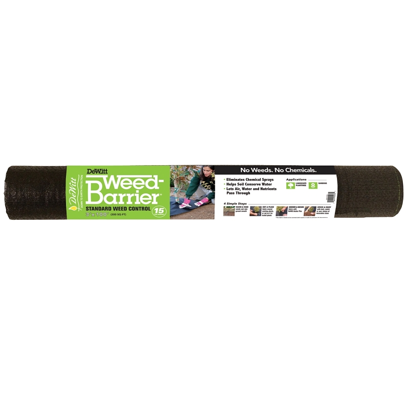 DeWitt DWB153100 Weed Barrier, Standard, 100 ft L, 3 ft W, Polypropylene, Black