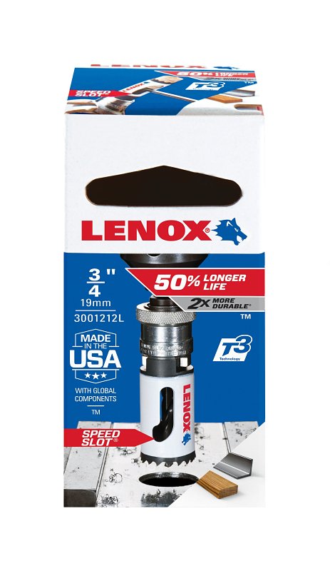 Lenox Speed Slot 3001212L Hole Saw, 3/4 in Dia, 1-7/8 in D Cutting, 1L, 4L, 5L Arbor, 4/5 TPI, Bi-Metal Cutting Edge