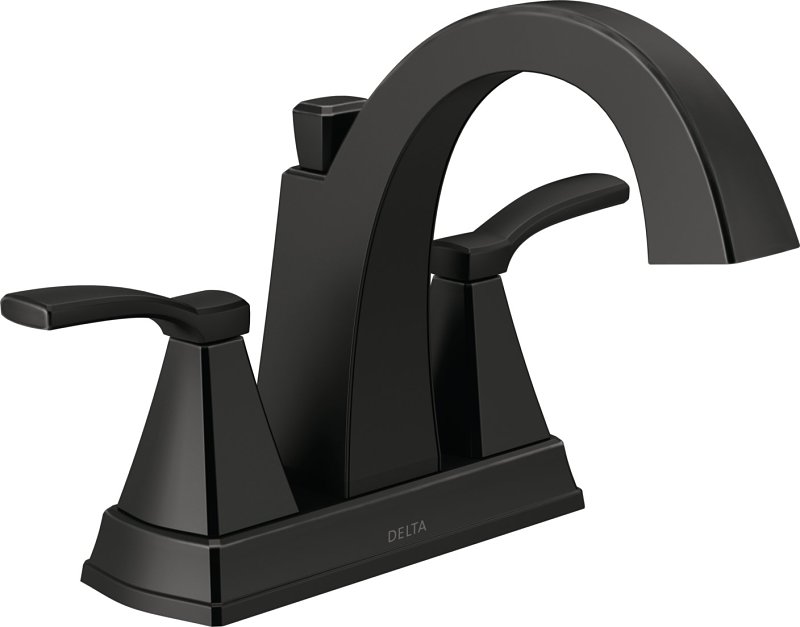 Delta Flynn Series 25768LF-BL Centerset Bathroom Faucet, 1.2 gpm, 2-Faucet Handle, 3-Faucet Hole, Brass, Matte Black