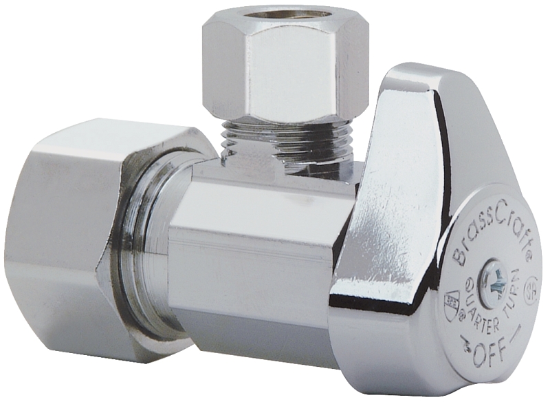BrassCraft G2CR19X CD Stop Valve, 1/2 x 3/8 in Connection, Compression, 125 psi Pressure, Manual Actuator, Brass Body