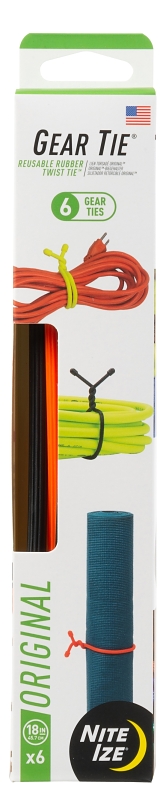 Gear Tie ProPack Series GTPP18-A1-R8 Twist-Tie, 6.2 mm Dia, 18 in L, Rubber/Steel, Black/Bright Orange/Neon Yellow