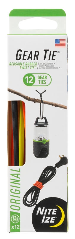 Gear Tie ProPack Series GTPP12-A1-R8 Twist-Tie, 6.2 mm Dia, 12 in L, Rubber/Steel, Black/Bright Orange/Neon Yellow