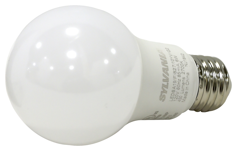 Sylvania 74077 LED Bulb, General-Purpose, A19 Lamp, 40 W Equivalent, E26 Medium Lamp Base, Frosted, Warm White Light