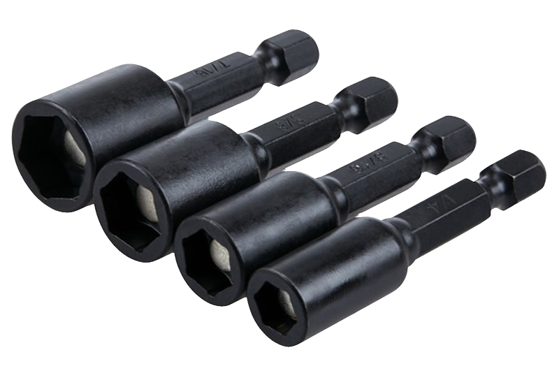 Irwin 1837530 Impact Nut Setter Set, 4-Piece, Magnetic, Steel, Black, Black Oxide