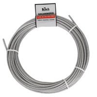 Koch A40124 Aircraft Cable, 1/8 in Dia, 50 ft L, 340 lb Working Load, Steel, Galvanized
