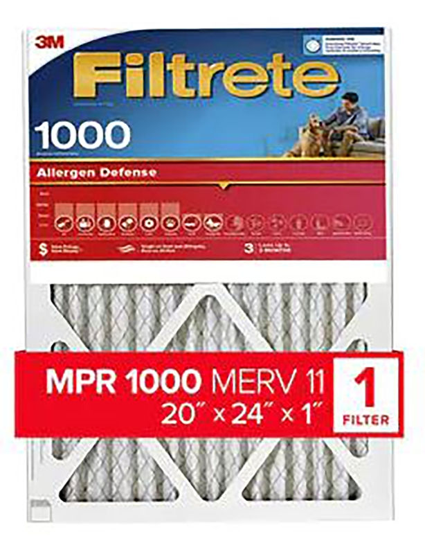 Filtrete 9826-4 Air Filter, 24 in L, 20 in W, 11 MERV, 1000 um MPR, Polypropylene Frame, Pack of 4